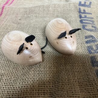 Handcrafted Cute Wood Turned White Mouse