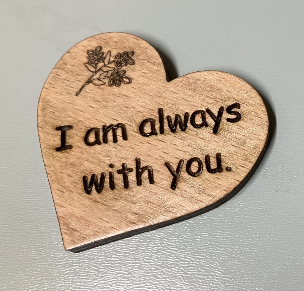 Pocket hug tokens just from the woodshed